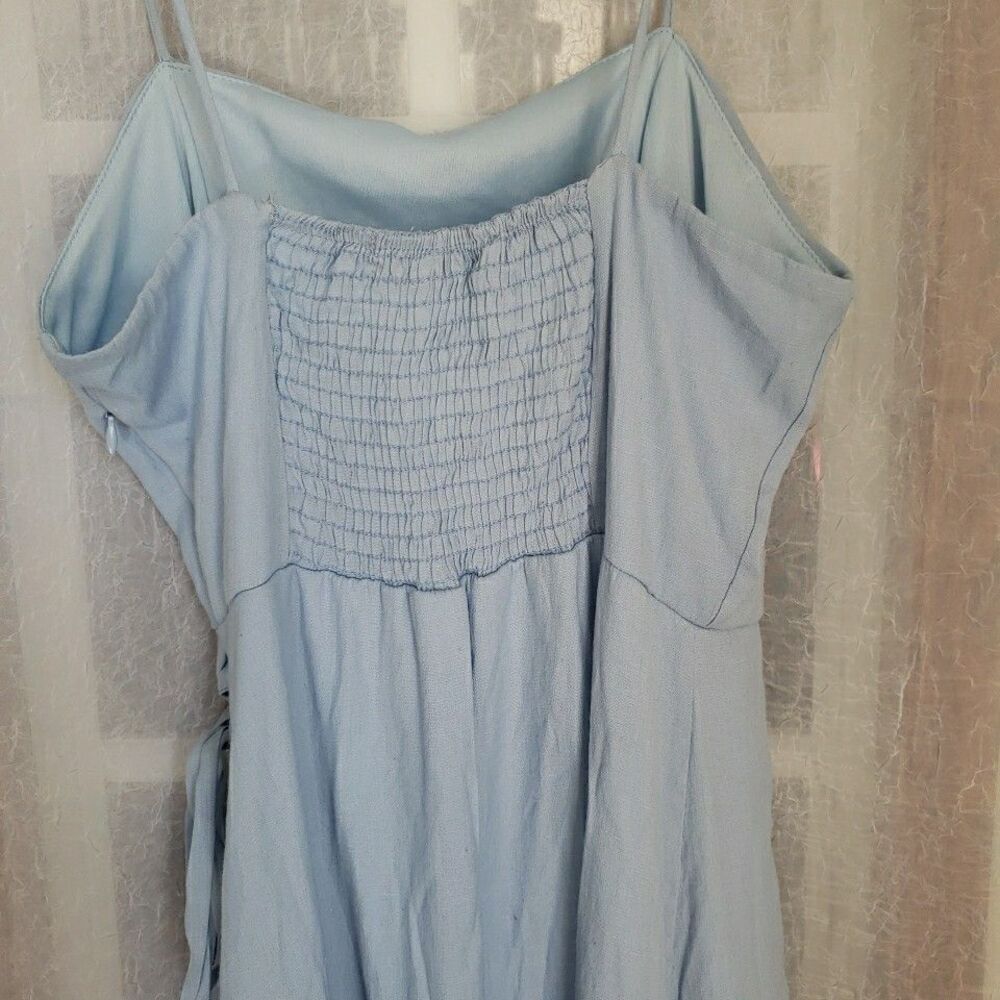 Altar’d State Women's M Light Blue Dawson Dress Ruffle Hem Side Tie Wrap Y2K 90s - Picture 7 of 13